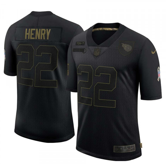 Men's Tennessee Titans Black #22 Derrick Henry 2020 Salute To Service Limited Stitched Jersey